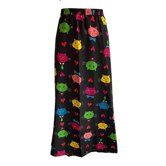 Bob Mackie Wearable Art Skirt Womens Large Cat Print Maxi Pockets Colorful - Picture 1 of 7